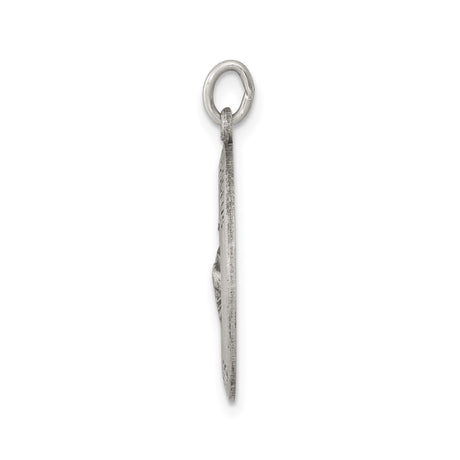 Sterling Silver St. Jude Thaddeus Oval Pendant with Raised Saint Image and Prayer Engraving