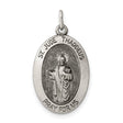 Antiqued St. Jude Thaddeus Pray For Us Words Oval Charm Pendant in Real 925 Sterling Silver