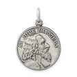 Sterling Silver St. Jude Thaddeus Medal Pendant with Detailed Saint Relief, Religious Charm