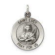 Saint Lucy Pray For Us Words Round Charm Pendant in Real 925 Sterling Silver