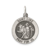 Sterling Silver Saint Luke Pendant with Winged Ox and Medical Staff Symbol