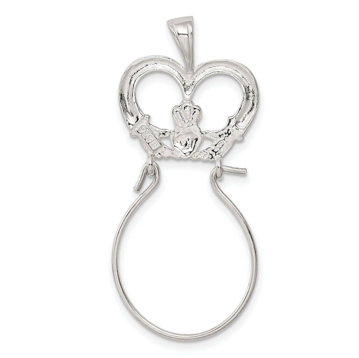 Sterling Silver Claddagh Pendant with Crowned Heart and Hands, Irish Love and Loyalty Symbol