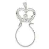 Sterling Silver Claddagh Pendant with Crowned Heart and Hands, Irish Love and Loyalty Symbol