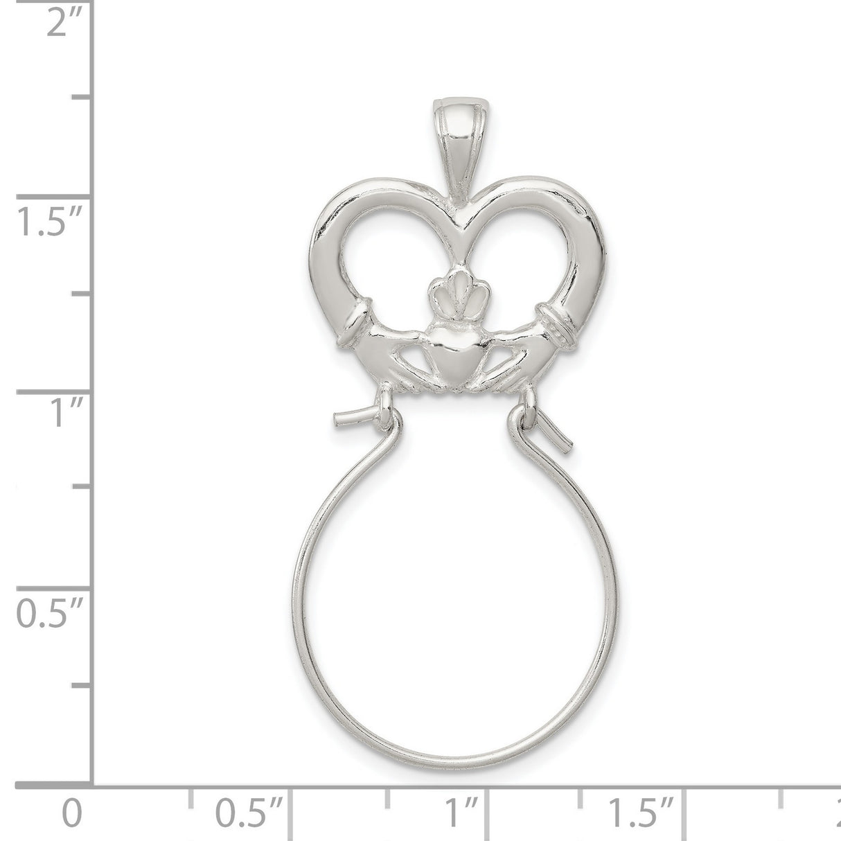 Sterling Silver Claddagh Pendant with Crowned Heart and Hands, Irish Love and Loyalty Symbol