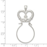Sterling Silver Claddagh Pendant with Crowned Heart and Hands, Irish Love and Loyalty Symbol