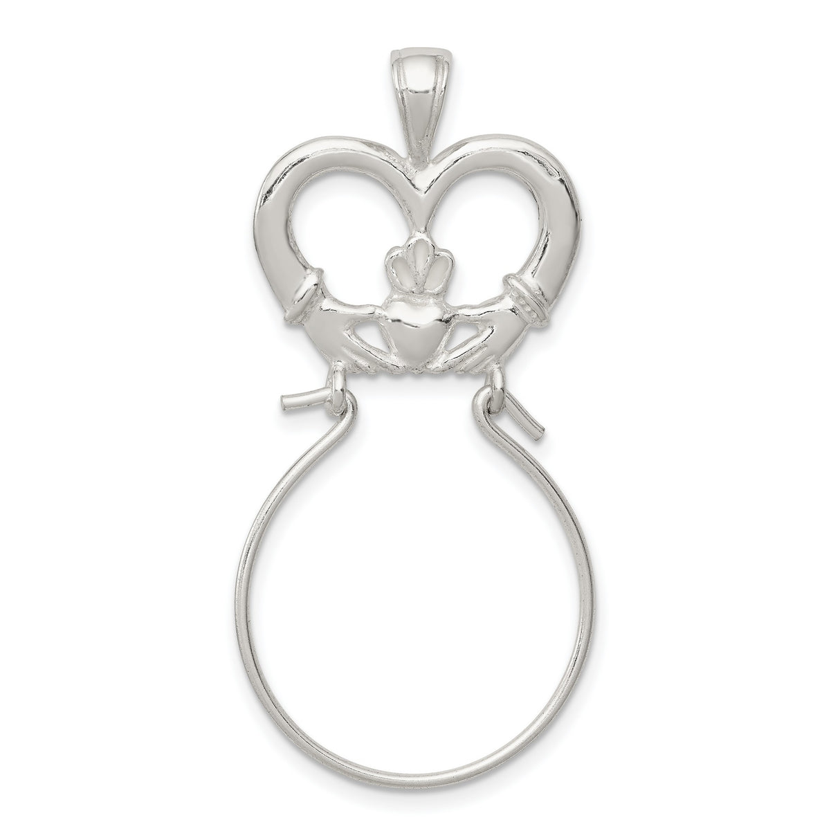Sterling Silver Claddagh Pendant with Crowned Heart and Hands, Irish Love and Loyalty Symbol