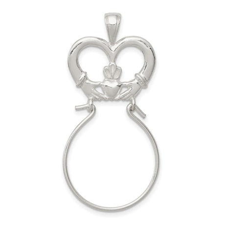 Sterling Silver Claddagh Pendant with Crowned Heart and Hands, Irish Love and Loyalty Symbol