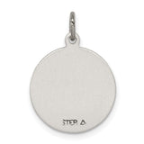 Antiqued Saint Michael Pray For Us Words Medal Charm Pendant in Real 925 Sterling Silver