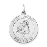 Saint Anthony Pray For Us Words Round Charm Pendant in Real 925 Sterling Silver