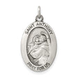 Pray For Us Saint Anthony Words Oval Charm Pendant in Real 925 Sterling Silver