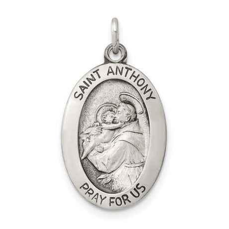 Sterling Silver Saint Anthony Pendant Medal with Pray for Us Inscription Christian Jewelry