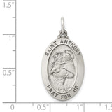 Sterling Silver Saint Anthony Oval Pendant with Pray for Us Inscription