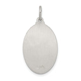 Sterling Silver Saint Anthony Oval Medal Pendant with Raised Depiction and Inscription