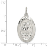 Sterling Silver Saint Anthony Oval Medal Pendant with Raised Depiction and Inscription