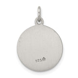Antiqued Saint Andrew Pray For Us Words Round Charm Pendant in Real 925 Sterling Silver