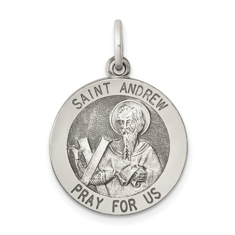 Sterling Silver Saint Andrew Medal Pendant, Catholic Religious Charm for Men or Women