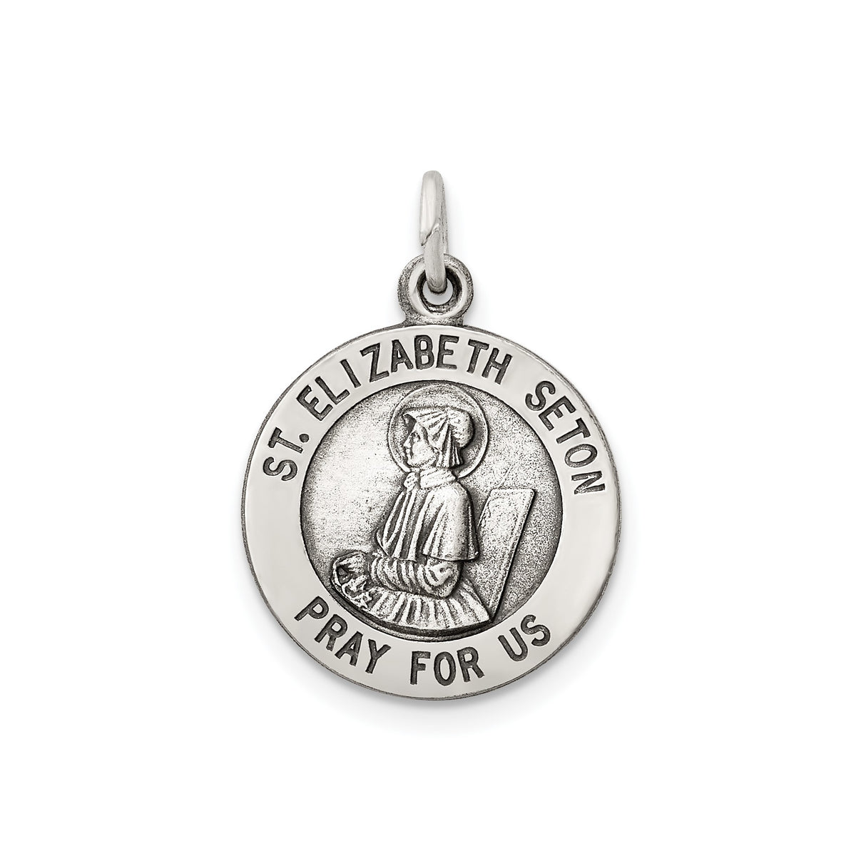 Sterling Silver St. Elizabeth Seton Medal Pendant with Detailed Engraving