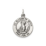Sterling Silver St. Elizabeth Seton Medal Pendant with Detailed Engraving
