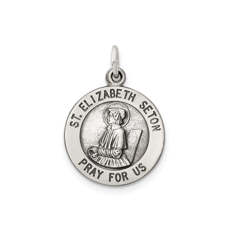 Sterling Silver St. Elizabeth Seton Medal Pendant with Detailed Engraving