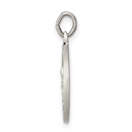 Sterling Silver Saint Anne Pendant with Raised Virgin Mary Image and Catholic Inscription