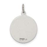 Saint Anne Pray For Us Words Round Charm Pendant in Real 925 Sterling Silver