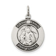 Saint Anne Pray For Us Words Round Charm Pendant in Real 925 Sterling Silver
