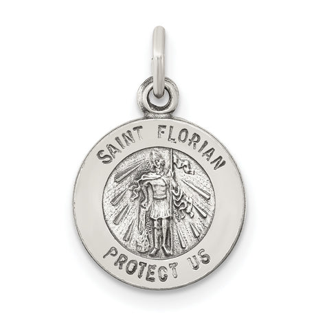 Sterling Silver Saint Florian Medallion Pendant, Patron Saint Medal for Firefighters, Religious Jewelry