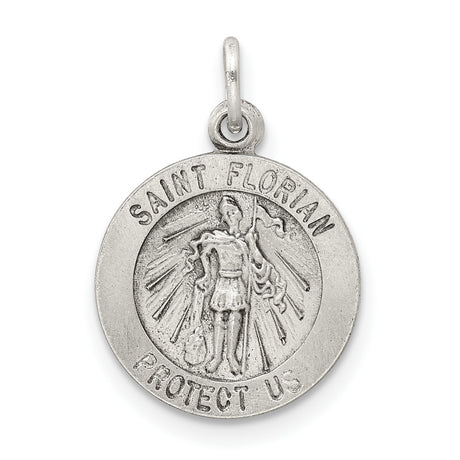 Sterling Silver Saint Florian Pendant, Catholic Firefighter Protection Medal for Men and Women