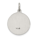 Protect Us Saint Florian Words Round Charm Pendant in Real 925 Sterling Silver