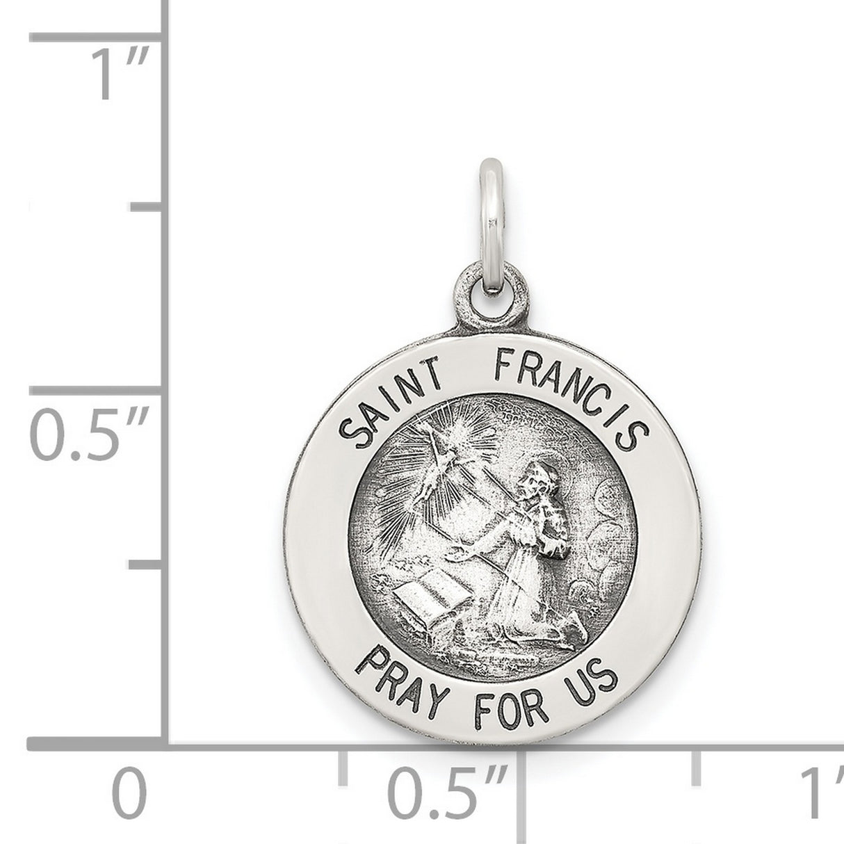 Sterling Silver Saint Francis Prayer Pendant, Catholic Religious Medal for Men and Women