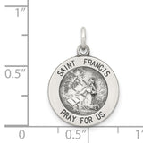 Sterling Silver Saint Francis Prayer Pendant, Catholic Religious Medal for Men and Women