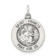 Sterling Silver Saint Francis Prayer Pendant, Catholic Religious Medal for Men and Women