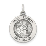 Sterling Silver Saint Francis Prayer Pendant, Catholic Religious Medal for Men and Women