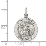 Sterling Silver Saint Francis Medal Pendant with Stigmata Scene and Prayer Inscription