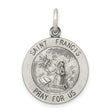 Sterling Silver Saint Francis Medal Pendant with Stigmata Scene and Prayer Inscription
