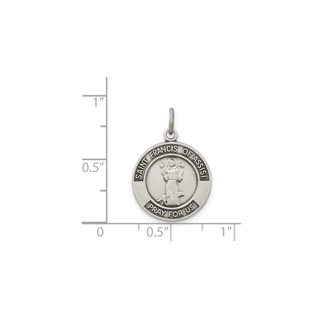 Sterling Silver Saint Francis of Assisi Medal Pendant, Catholic Devotional Jewelry