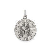 Sterling Silver Saint Francis of Assisi Medal Pendant, Catholic Religious Charm