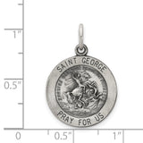 Sterling Silver Saint George Medal Pendant, Christian Dragon Slayer Charm