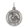 Sterling Silver Saint George Medal Pendant, Christian Dragon Slayer Charm