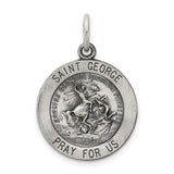 Sterling Silver Saint George Medal Pendant, Christian Dragon Slayer Charm