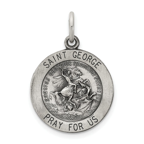 Sterling Silver Saint George Medal Pendant, Christian Dragon Slayer Charm