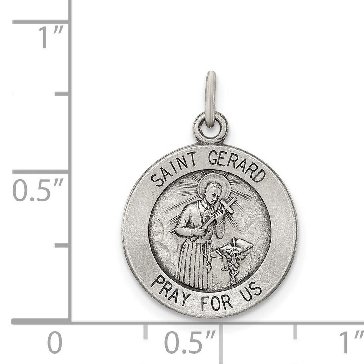 Sterling Silver Saint Gerard Medal Pendant with Pray for Us Inscription, Catholic Jewelry