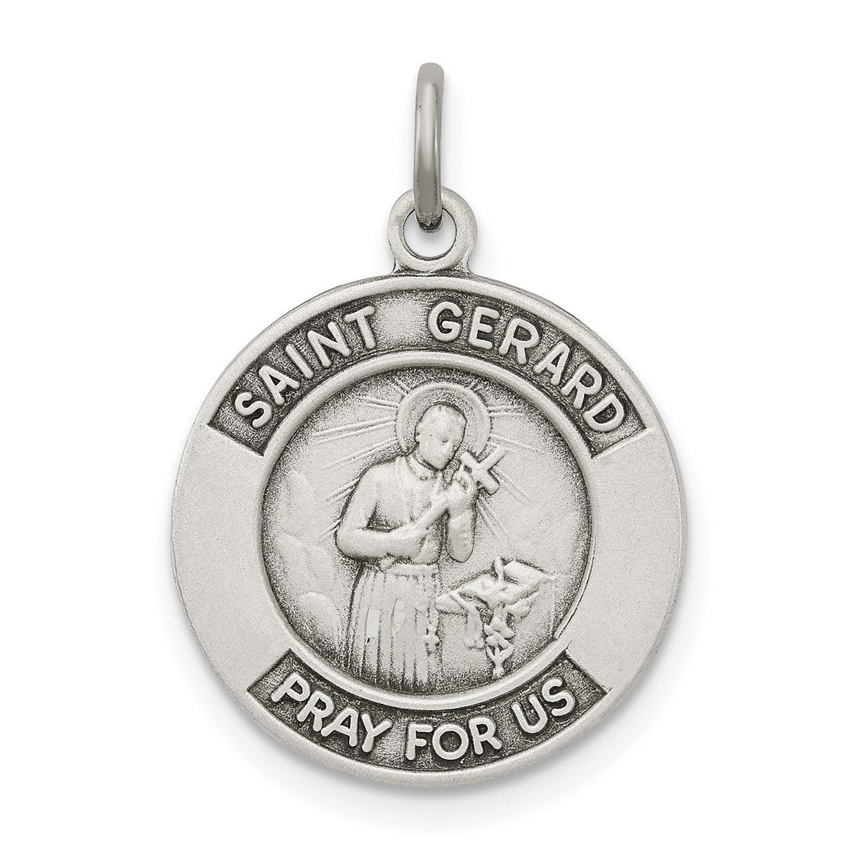 Sterling Silver Saint Gerard Medal Pendant with Cross, Catholic Prayer Charm for Men or Women