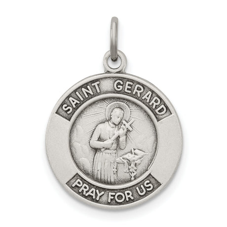 Sterling Silver Saint Gerard Medal Pendant with Cross, Catholic Prayer Charm for Men or Women