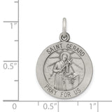 Sterling Silver Saint Gerard Pendant with Pray for Us Cross , Catholic Religious Medal