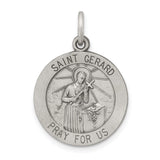 Sterling Silver Saint Gerard Pendant with Pray for Us Cross , Catholic Religious Medal