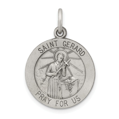 Sterling Silver Saint Gerard Pendant with Pray for Us Cross , Catholic Religious Medal