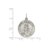 Sterling Silver Saint John Baptist Medal Pendant with Baptism Scene