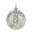 Sterling Silver Saint John Baptist Medal Pendant with Baptism Scene