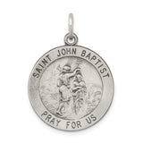 Sterling Silver Saint John Baptist Medal Pendant with Baptism Scene